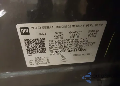 2023 Chevrolet Equinox Awd Lt from USA, damaged, VIN 3GNAXUEG6PS174226